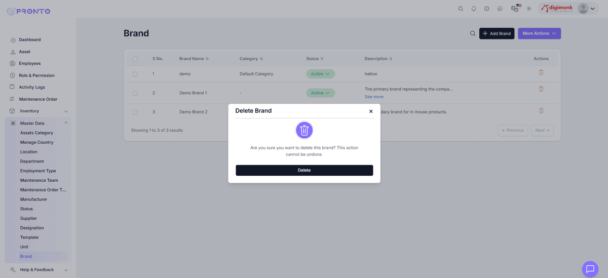 Manage Brand Status