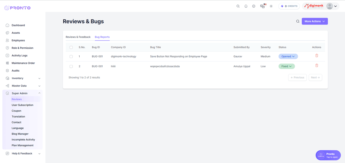 Bug Reports