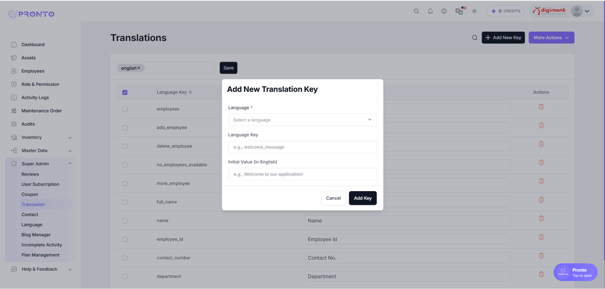 Add New Translation Key