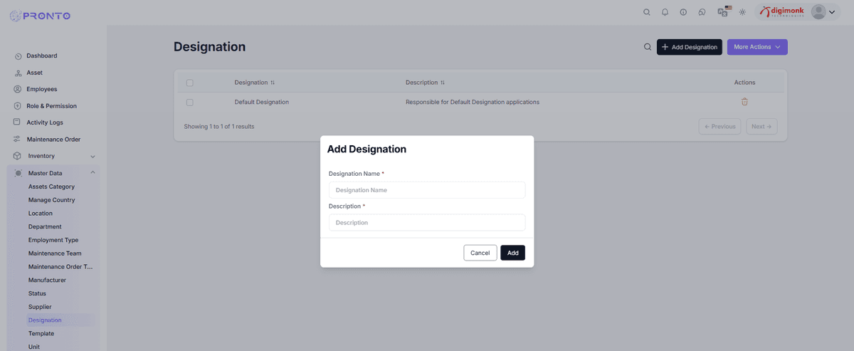 Add Designation