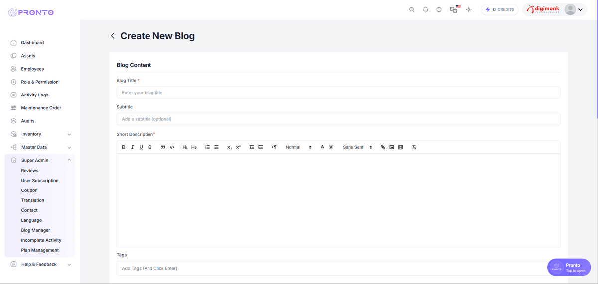Create Blog Page