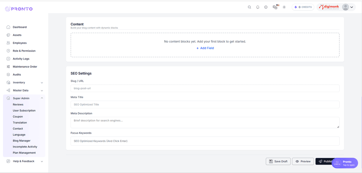 Create Blog Page