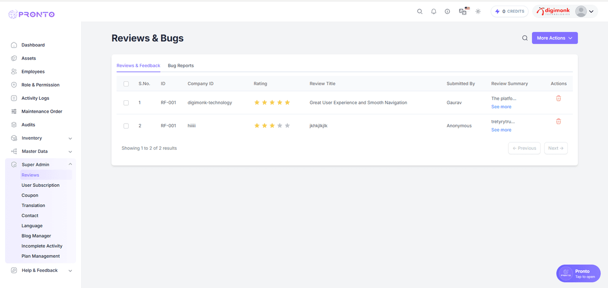 Reviews & Feedback